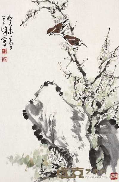 孙其峰 2003年作 梅花小鸟 镜心 69×45cm